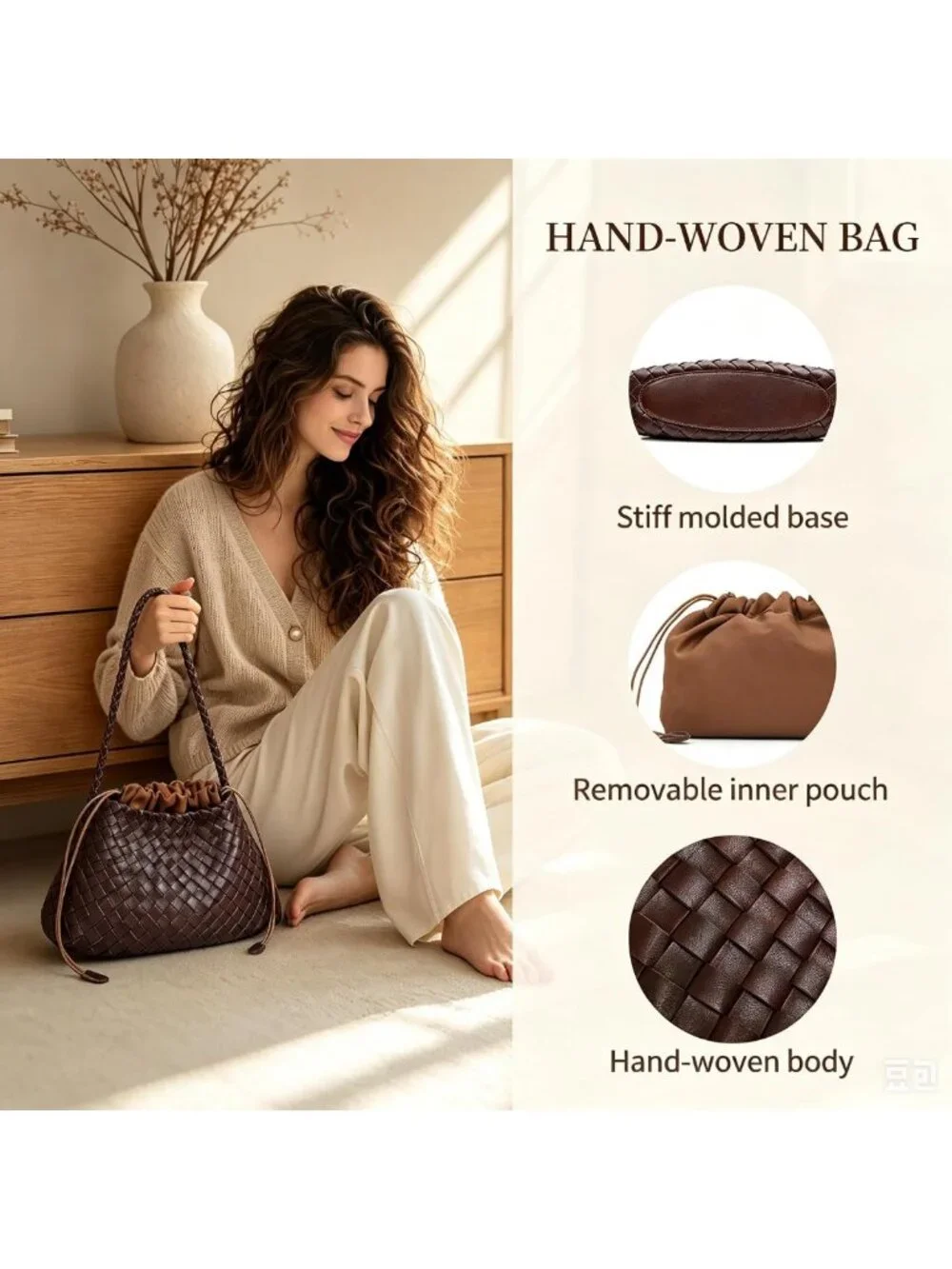 Woven Hobo Shoulder Bag for Women | Chic Tote Handbag | Stylish Underarm Purse